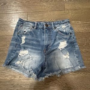 Super high waisted ripped denim shorts